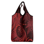 Personalised New Zealand Red Darts Grocery Bag Maori Fern Curve Style