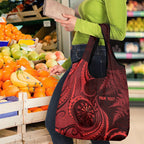 Personalised New Zealand Red Darts Grocery Bag Maori Fern Curve Style