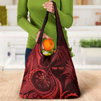 Personalised New Zealand Red Darts Grocery Bag Maori Fern Curve Style