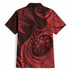 Personalised New Zealand Red Darts Hawaiian Shirt Maori Fern Curve Style