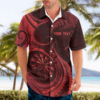 Personalised New Zealand Red Darts Hawaiian Shirt Maori Fern Curve Style
