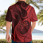 Personalised New Zealand Red Darts Hawaiian Shirt Maori Fern Curve Style