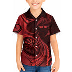 Personalised New Zealand Red Darts Hawaiian Shirt Maori Fern Curve Style