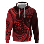 Personalised New Zealand Red Darts Hoodie Maori Fern Curve Style