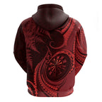 Personalised New Zealand Red Darts Hoodie Maori Fern Curve Style