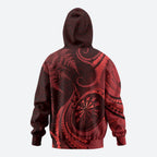 Personalised New Zealand Red Darts Hoodie Maori Fern Curve Style