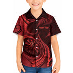 Personalised New Zealand Red Darts Kid Hawaiian Shirt Maori Fern Curve Style