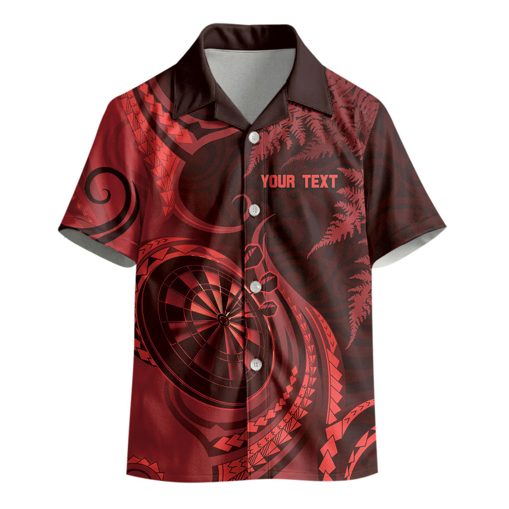 Personalised New Zealand Red Darts Kid Hawaiian Shirt Maori Fern Curve Style