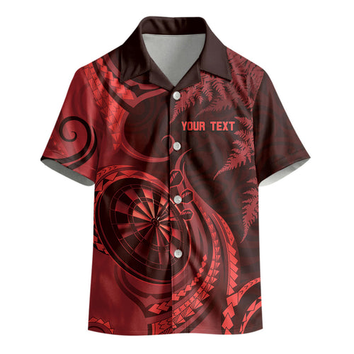 Personalised New Zealand Red Darts Kid Hawaiian Shirt Maori Fern Curve Style