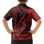 Personalised New Zealand Red Darts Kid Hawaiian Shirt Maori Fern Curve Style