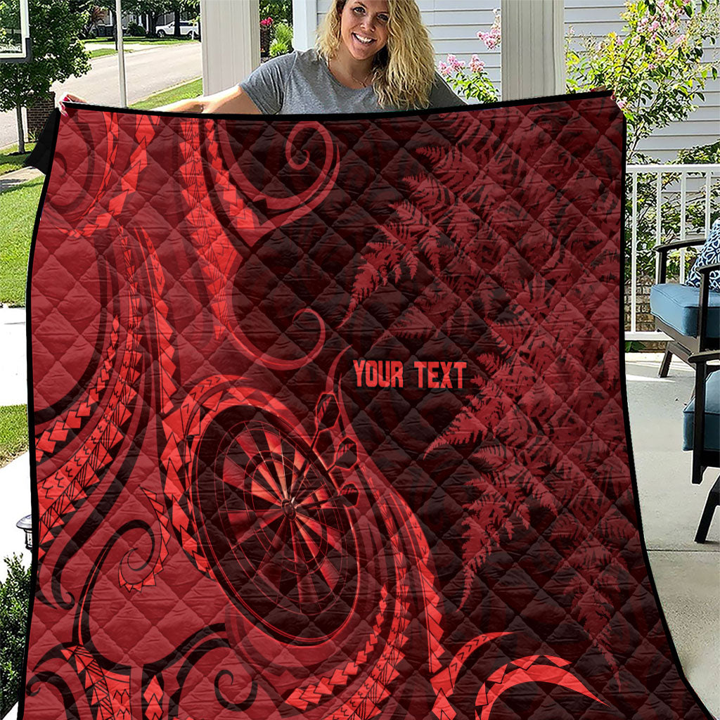 Personalised New Zealand Red Darts Quilt Maori Fern Curve Style