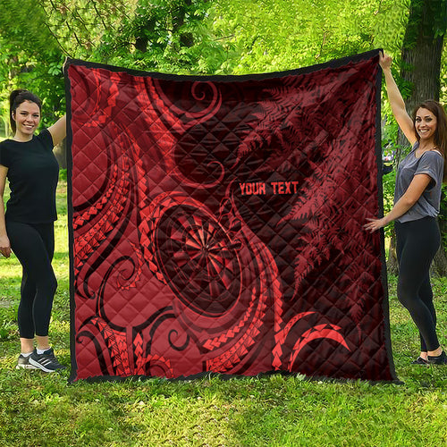 Personalised New Zealand Red Darts Quilt Maori Fern Curve Style