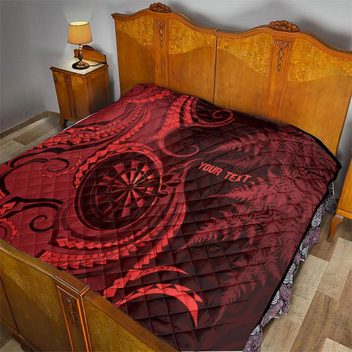 Personalised New Zealand Red Darts Quilt Maori Fern Curve Style