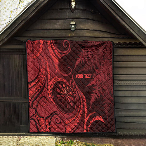Personalised New Zealand Red Darts Quilt Maori Fern Curve Style
