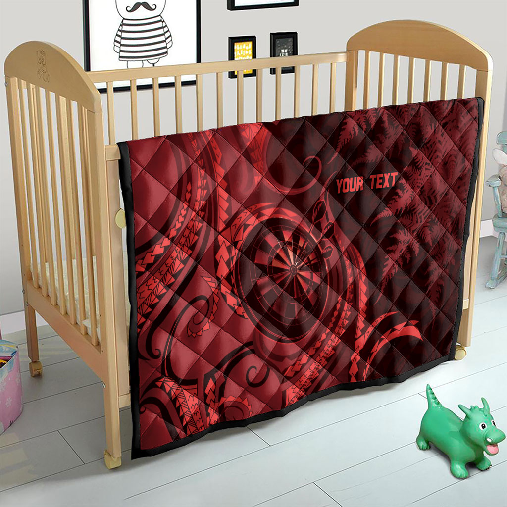 Personalised New Zealand Red Darts Quilt Maori Fern Curve Style