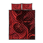 Personalised New Zealand Red Darts Quilt Bed Set Maori Fern Curve Style