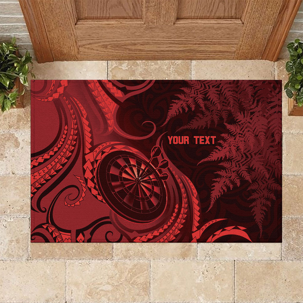Personalised New Zealand Red Darts Rubber Doormat Maori Fern Curve Style