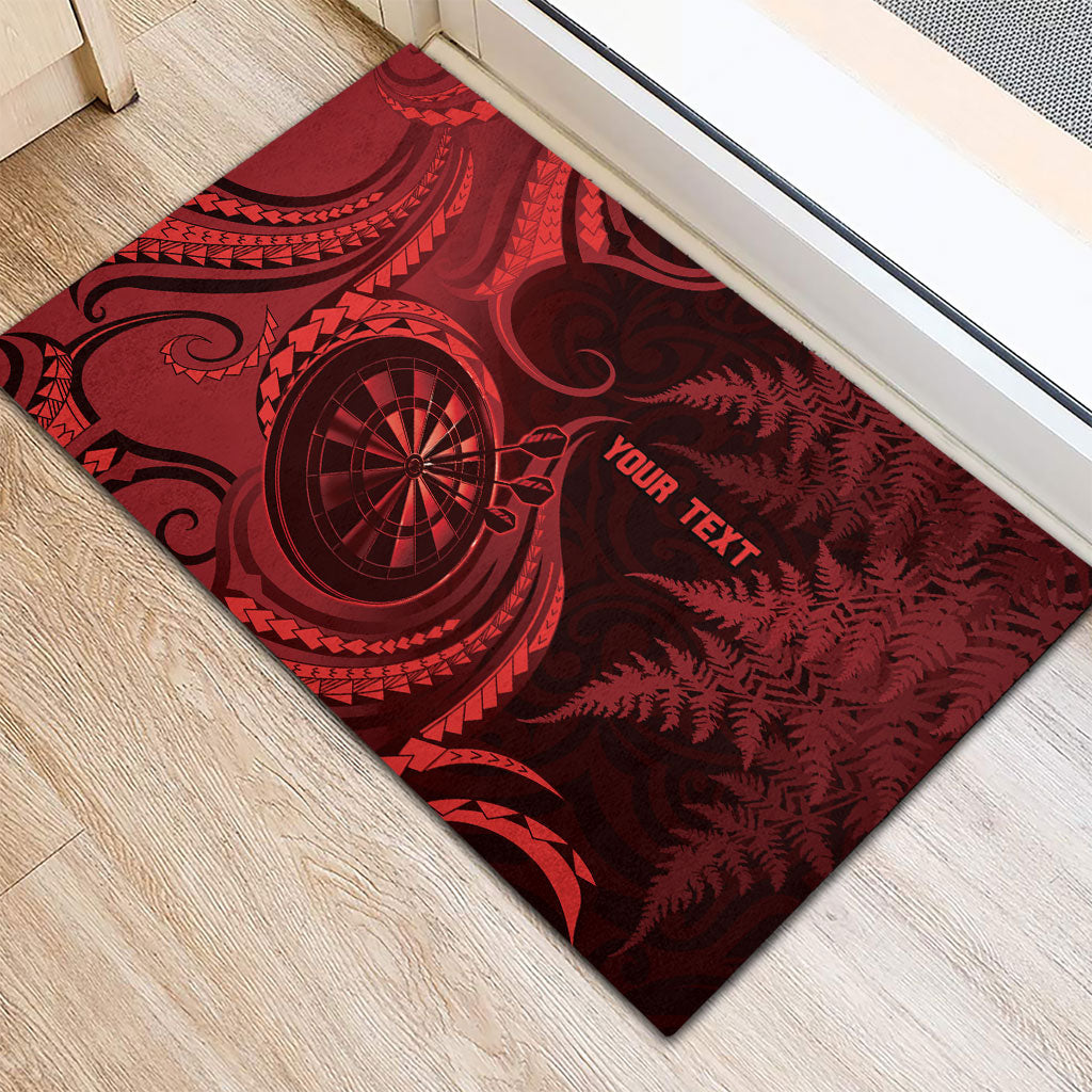 Personalised New Zealand Red Darts Rubber Doormat Maori Fern Curve Style