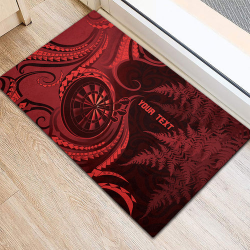 Personalised New Zealand Red Darts Rubber Doormat Maori Fern Curve Style
