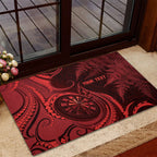 Personalised New Zealand Red Darts Rubber Doormat Maori Fern Curve Style