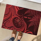 Personalised New Zealand Red Darts Rubber Doormat Maori Fern Curve Style