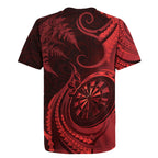 Personalised New Zealand Red Darts Rugby Jersey Maori Fern Curve Style