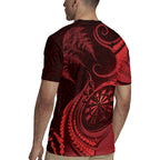 Personalised New Zealand Red Darts Rugby Jersey Maori Fern Curve Style