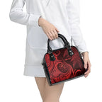 Personalised New Zealand Red Darts Shoulder Handbag Maori Fern Curve Style