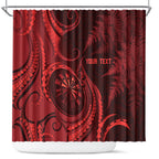 Personalised New Zealand Red Darts Shower Curtain Maori Fern Curve Style