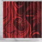 Personalised New Zealand Red Darts Shower Curtain Maori Fern Curve Style