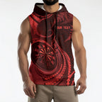 Personalised New Zealand Red Darts Sleeveless Hoodie Maori Fern Curve Style