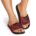 Personalised New Zealand Red Darts Slide Sandals Maori Fern Curve Style
