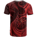 Personalised New Zealand Red Darts T Shirt Maori Fern Curve Style