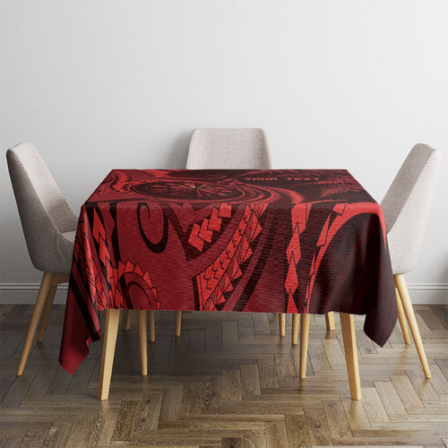 Personalised New Zealand Red Darts Tablecloth Maori Fern Curve Style