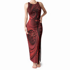 Personalised New Zealand Red Darts Tank Maxi Dress Maori Fern Curve Style