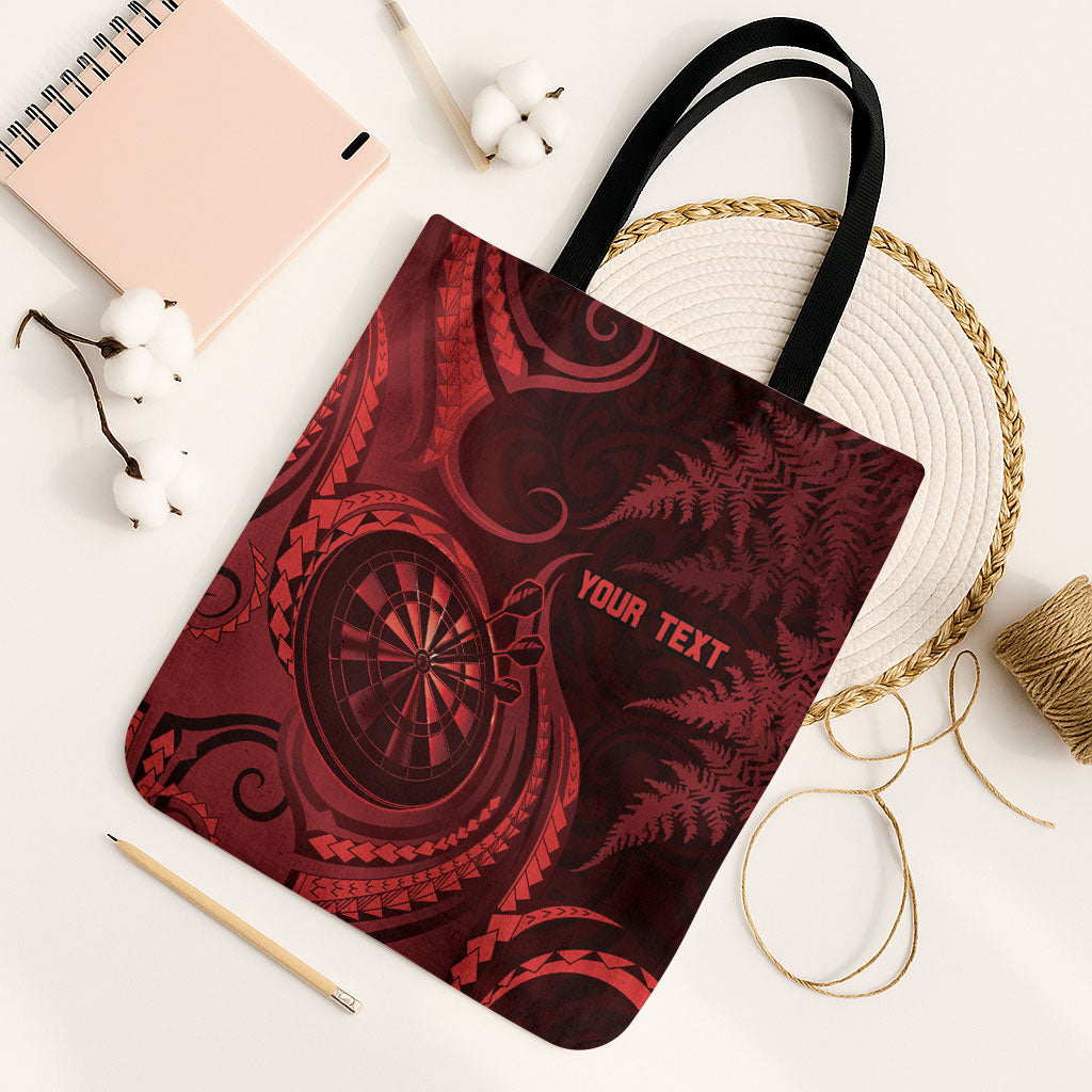 Personalised New Zealand Red Darts Tote Bag Maori Fern Curve Style