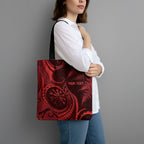 Personalised New Zealand Red Darts Tote Bag Maori Fern Curve Style