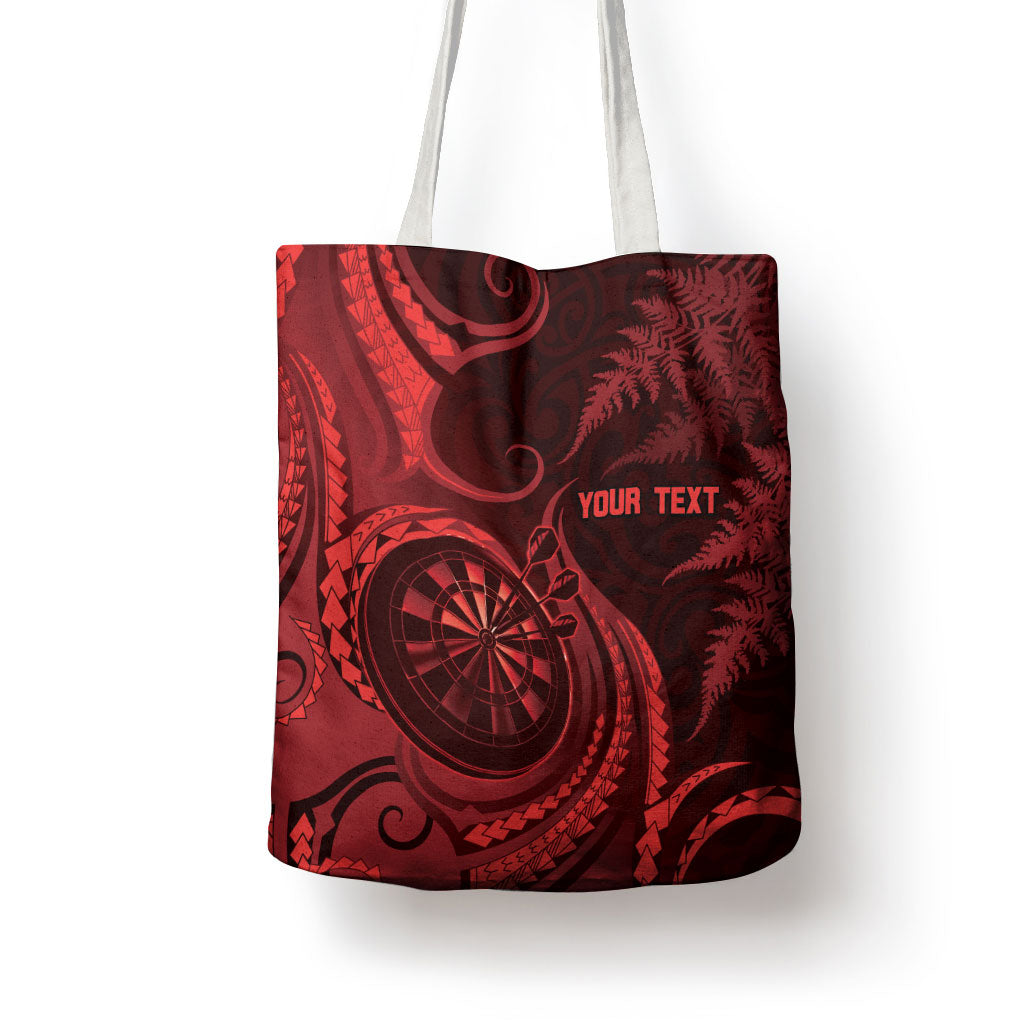 Personalised New Zealand Red Darts Tote Bag Maori Fern Curve Style