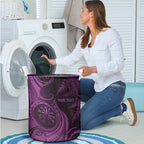 Personalised New Zealand Purple Darts Laundry Basket Maori Fern Curve Style