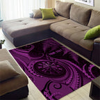 Personalised New Zealand Purple Darts Area Rug Maori Fern Curve Style