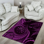 Personalised New Zealand Purple Darts Area Rug Maori Fern Curve Style