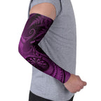 Personalised New Zealand Purple Darts Arm Sleeves Maori Fern Curve Style