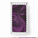 Personalised New Zealand Purple Darts Baby Bed Cover Maori Fern Curve Style