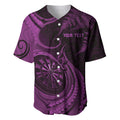 Personalised New Zealand Purple Darts Baseball Jersey Maori Fern Curve Style