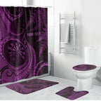 Personalised New Zealand Purple Darts Bathroom Set Maori Fern Curve Style