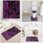 Personalised New Zealand Purple Darts Bathroom Set Maori Fern Curve Style