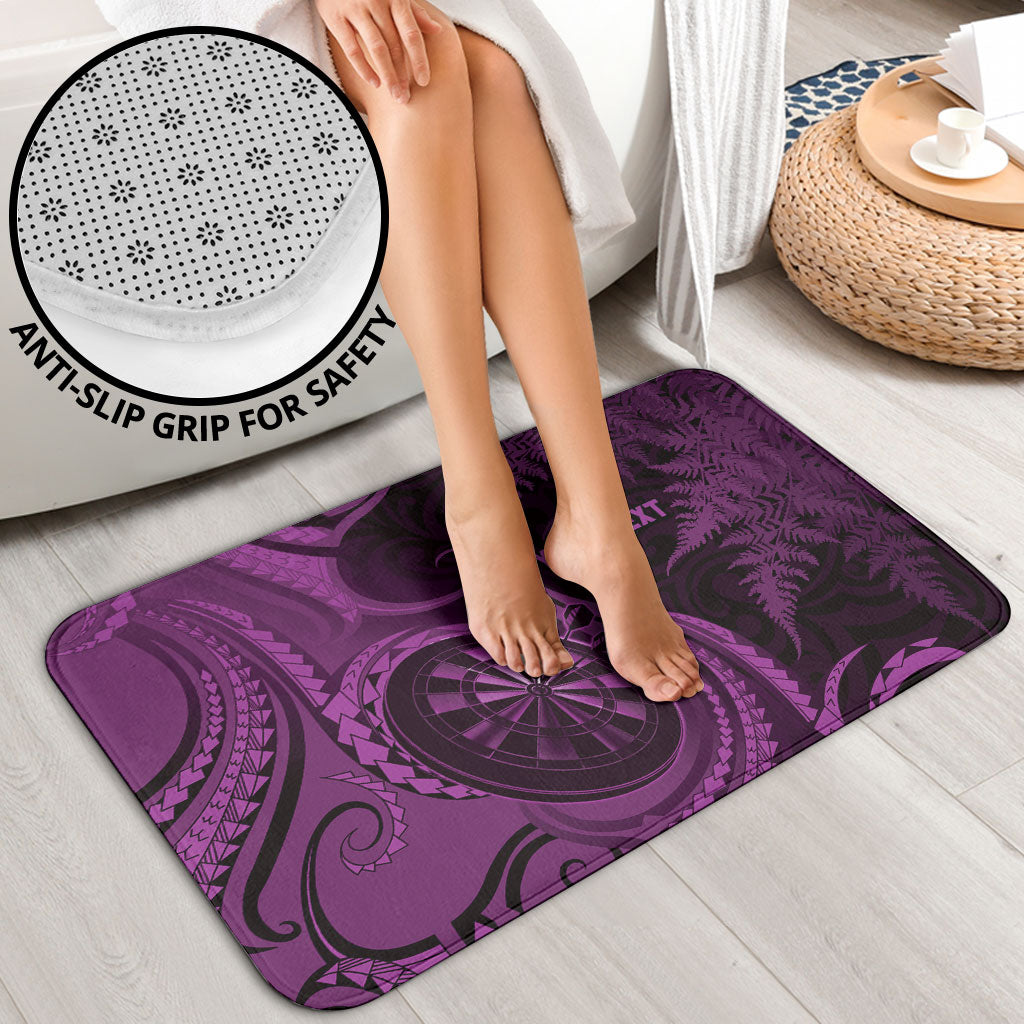 Personalised New Zealand Purple Darts Bathroom Set Maori Fern Curve Style