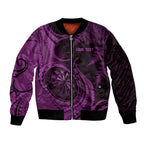Personalised New Zealand Purple Darts Bomber Jacket Maori Fern Curve Style