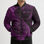 Personalised New Zealand Purple Darts Bomber Puffer Jacket Maori Fern Curve Style