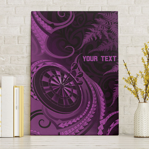 Personalised New Zealand Purple Darts Canvas Wall Art Maori Fern Curve Style